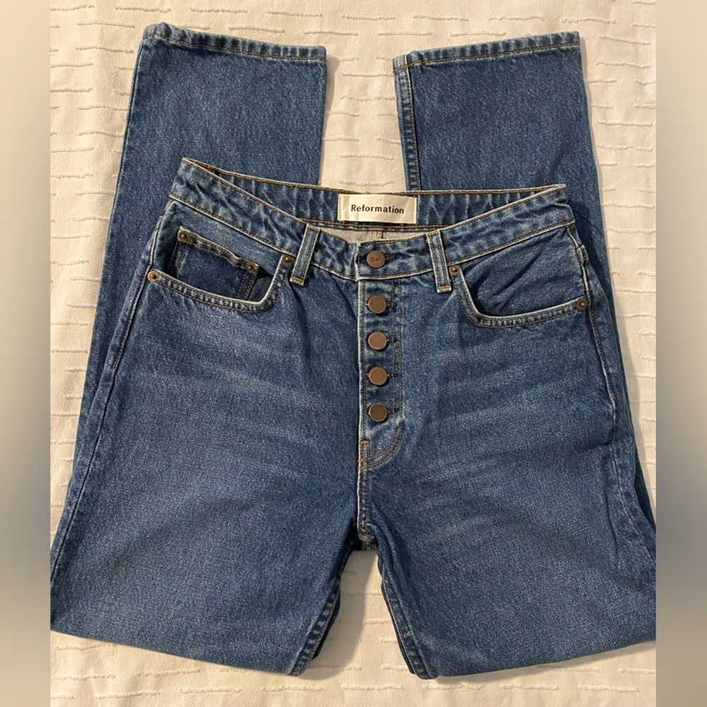 NWT Reformation Winona mid slim jean w/button fly